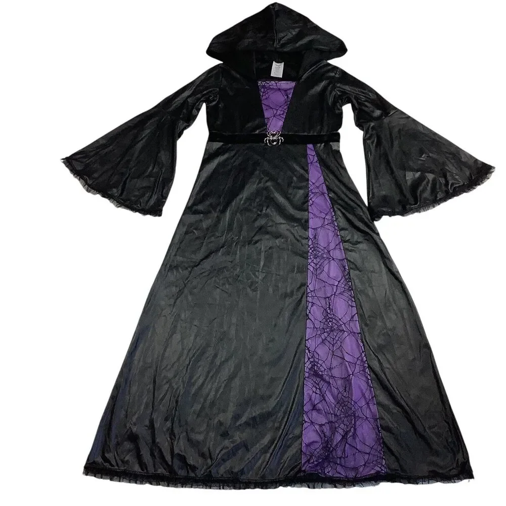 Spirit Halloween Sorceress Witch Hooded Dress Costume Girls XL 14 - 16 Spider